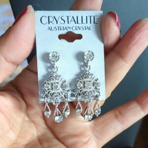 New Silver Austrian‎ Crystal Dinglin Earrings